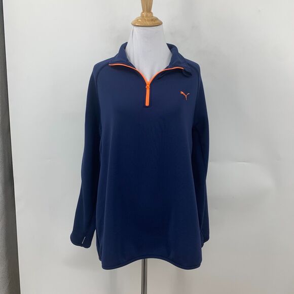 Puma Quarter Zip Running Shirt Womens XL Extra Large Thumbholes Sweat Wick Top - Picture 2 of 16